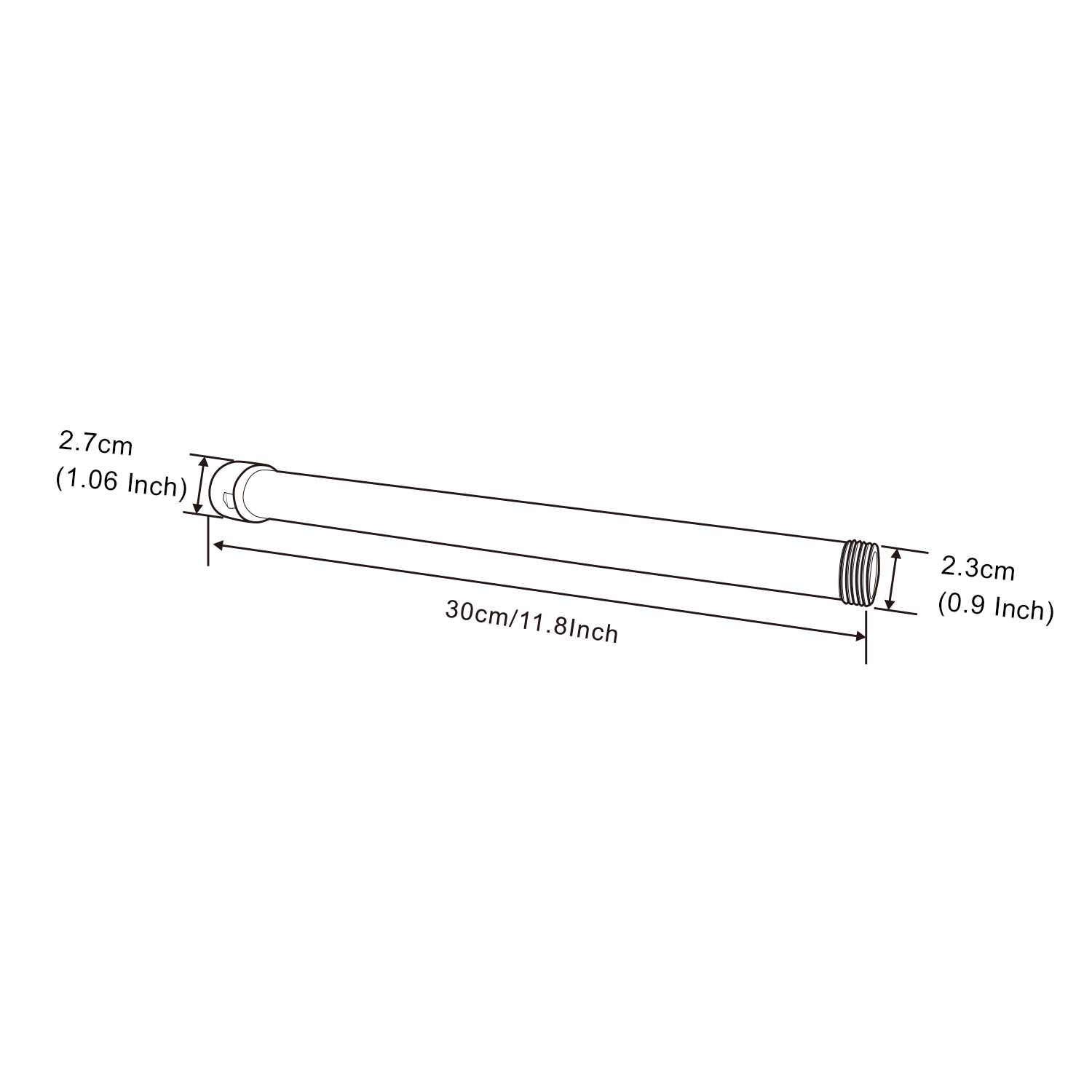 Gotonovo 12 Inch Shower Extension Tube - Matte Black G3/4 Shower Pipe Extender Bar for Tall People, Adjustable Shower Height - Perfect for Outdoor, RV, Camping & Bathroom Use