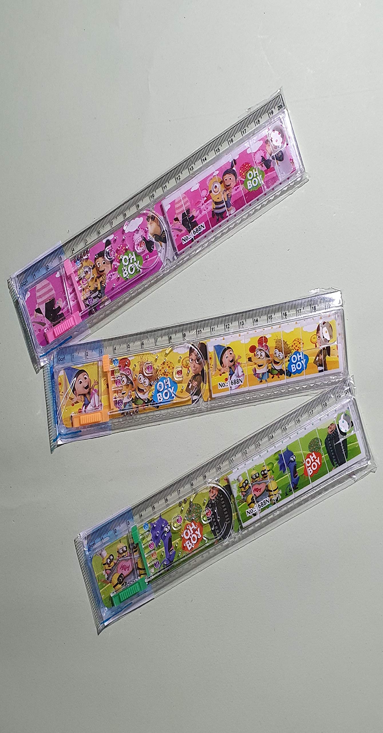 Aagaj® 20cm Multi-Function Long Scale with Ball Game & Puzzle - Pack of 3 | Perfect for School Kids, Birthday Return Gifts, Math Learning & Classroom Activities