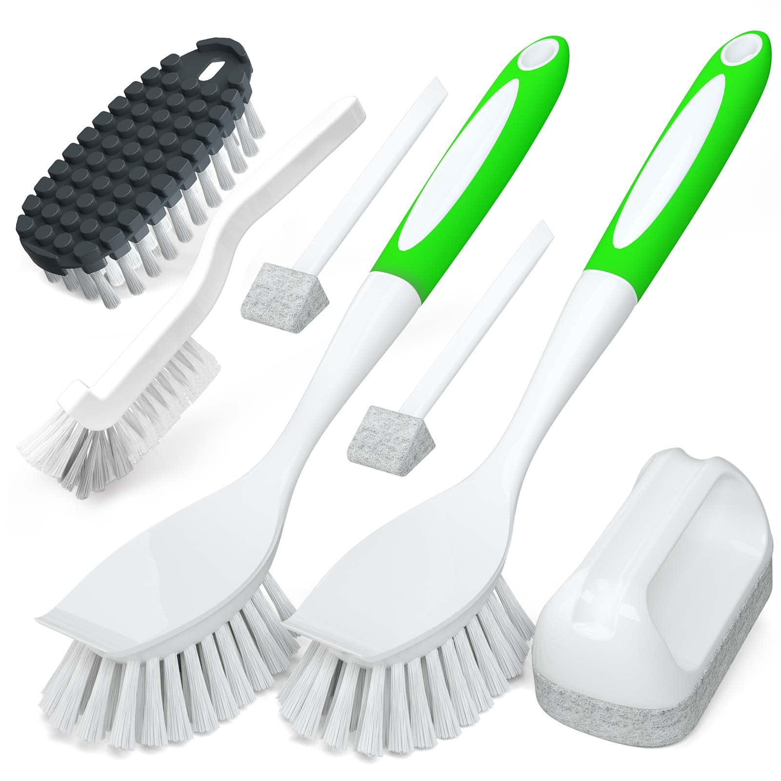 Holikme 5-Pack Eco-Friendly Kitchen Cleaning Brushes - Green Scrub Brushes for Pots, Pans, Dishes & Utensils - Perfect for Home, Restaurant & Commercial Kitchen Cleaning