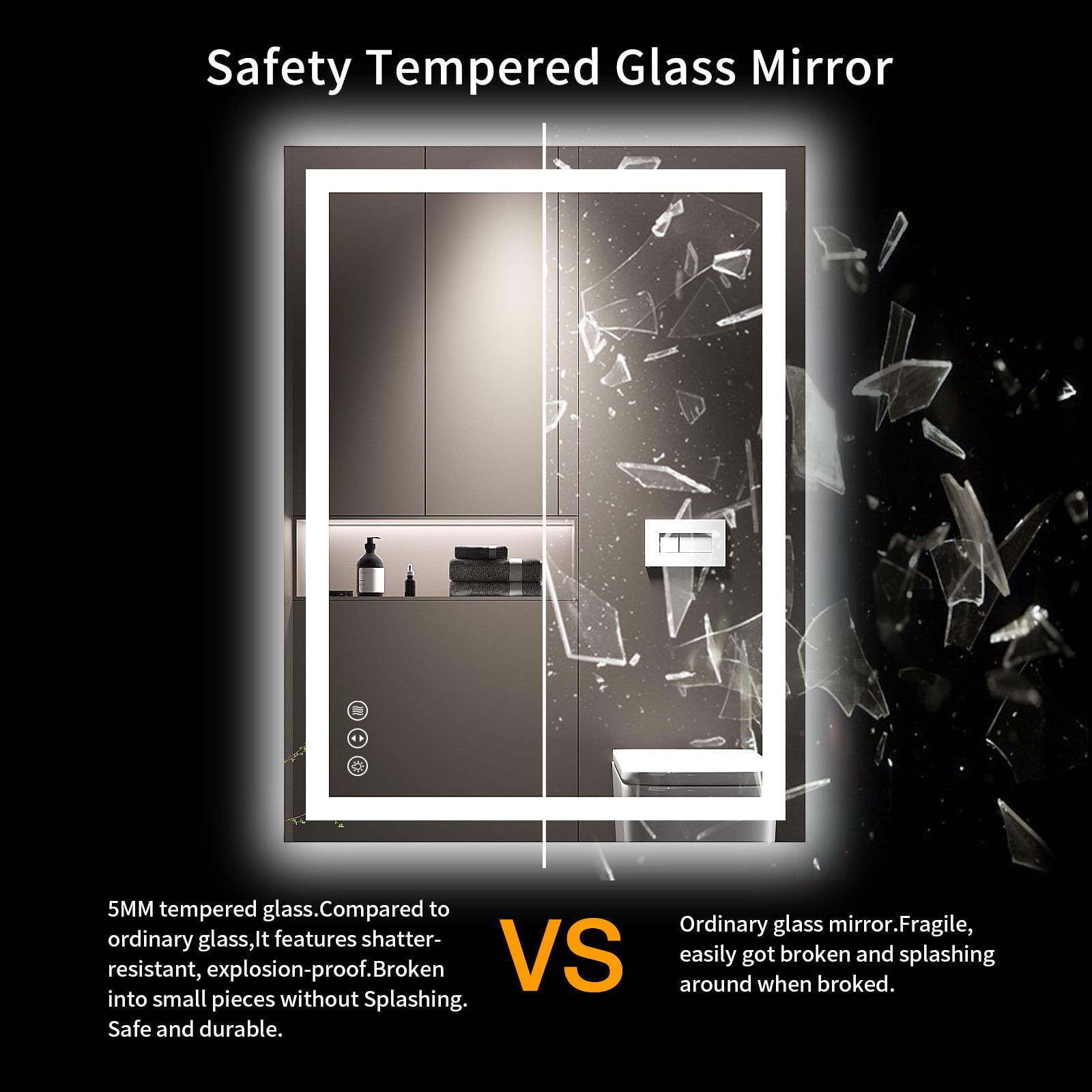 LOAAO 24X32 Inch LED Bathroom Mirror with Anti-Fog & Dimmable Backlit + Front Lighting - Wall Mounted Vanity Mirror with Memory Function, Shatterproof Tempered Glass (ETL Certified) - Perfect for Makeup, Shaving & Home Decor