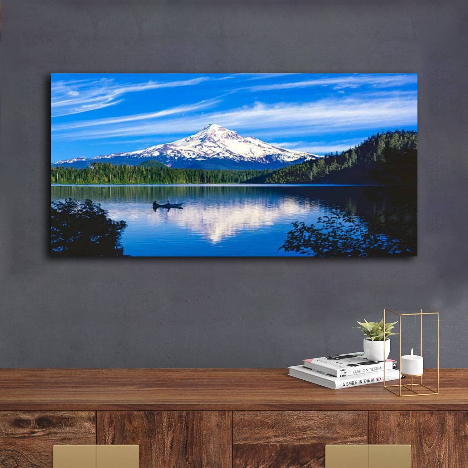 Spring Morning Reflection of Mt Hood OR Canvas Wall Art - Ready to Hang Photo Painting for Home, Bedroom, Bathroom, Living Room & Office Decor | Perfect for Nature Lovers & Pacific Northwest Inspired Interiors