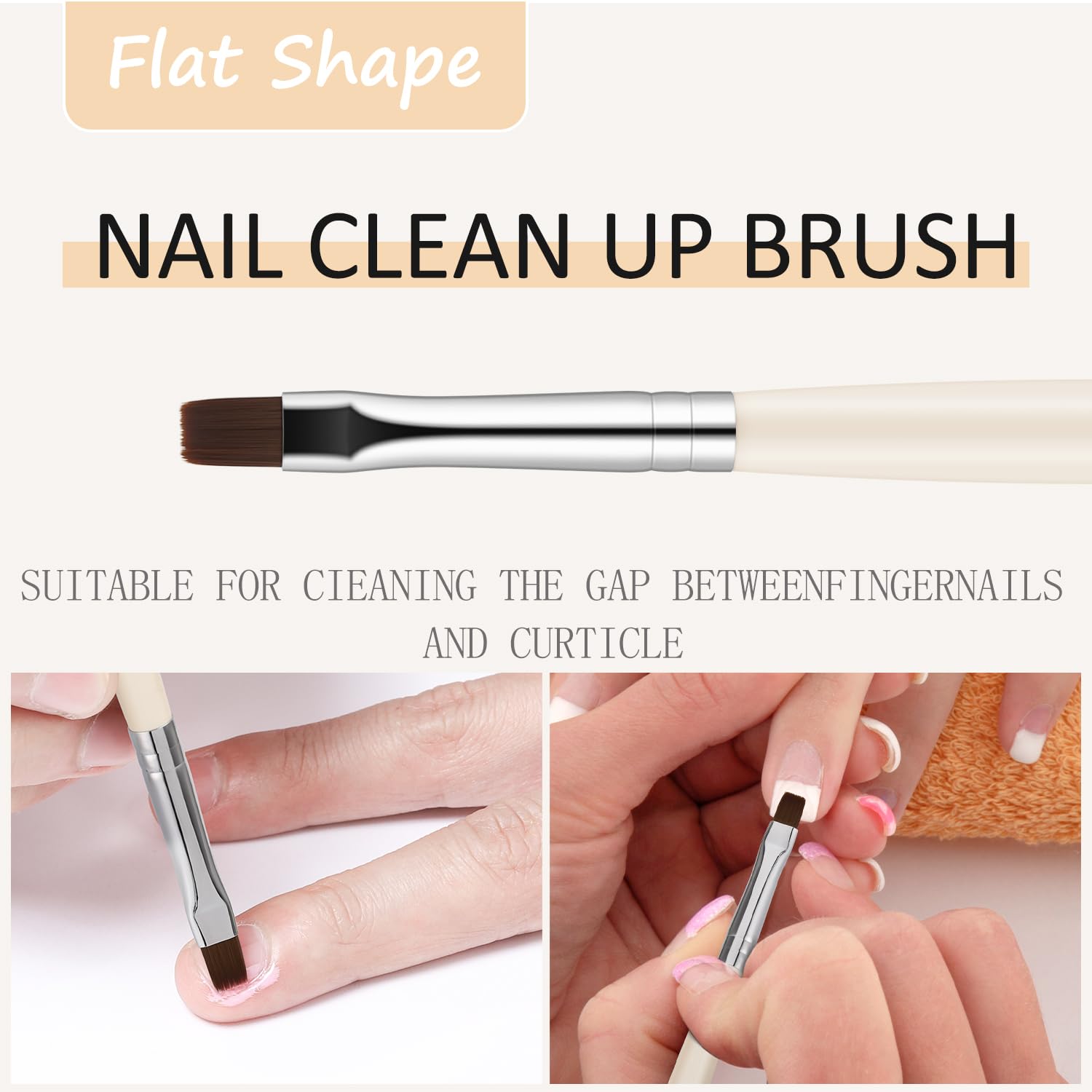 JASSINS 3PCS Professional Gel Nail Clean Up Brushes - Nail Polish Remover & Manicure Tools for DIY Nail Design, Painting & Cuticle Cleanup | Perfect for Salon, Home Manicure & Nail Art Enthusiasts