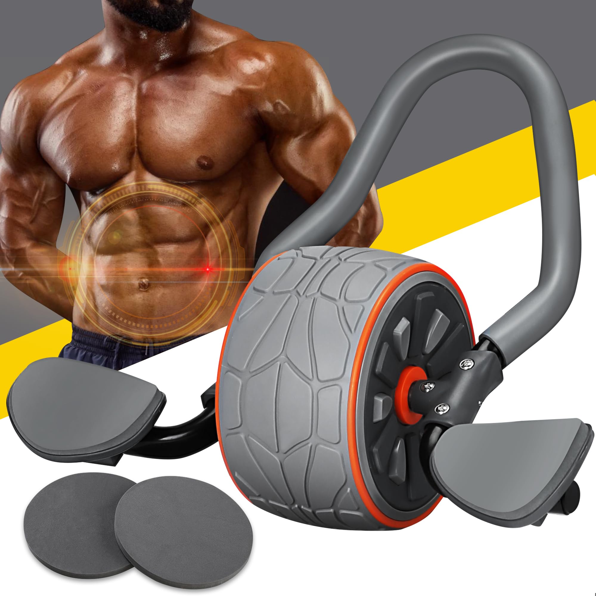 4D Ab Roller Wheel with Elbow Support & Knee Mat - Core Workout Equipment for Abs Training - Home Gym Fitness Gear for Plank Exercises & Abdominal Strengthening - Perfect for Home Workouts, Gym Training & Full-Body Fitness Routines