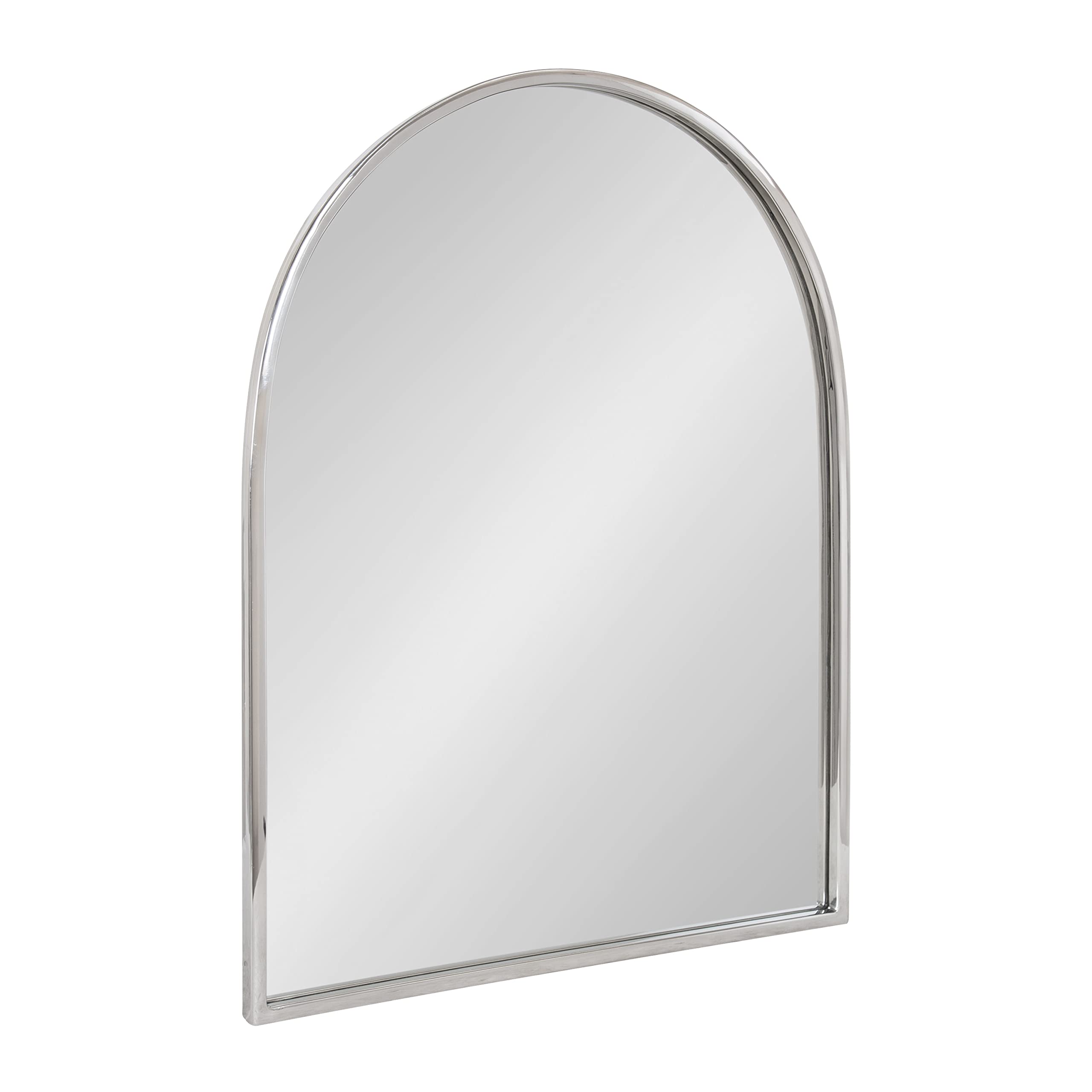 Kate & Laurel Rowla Modern Arched Wall Mirror - 24x32 Inches Silver Glam Mirror with Polished Stainless Steel Finish - Elegant Home Decor for Living Room, Bedroom & Entryway