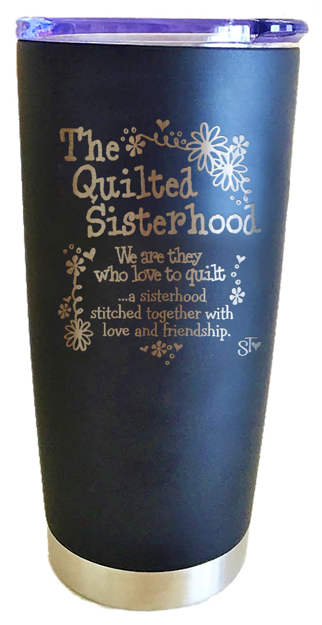 Suzy Toronto Sisterhood They Who Love to Quilt Premium Insulated Tumbler - 20oz Stainless Steel Travel Mug with Lid - Perfect for Coffee, Tea & Hot/Cold Beverages at Home, Office or Outdoor Adventures