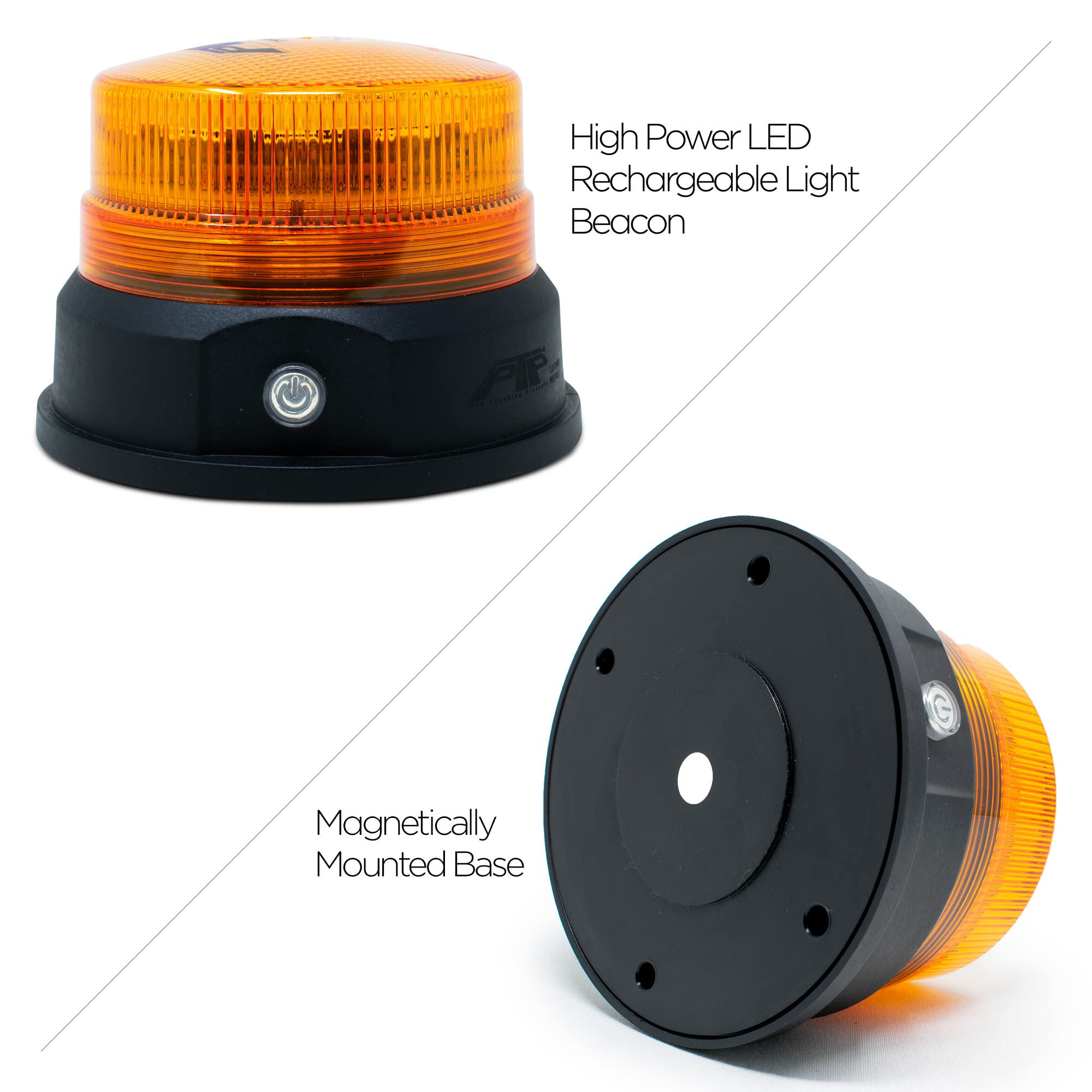 Pro LED 2988A Magnet Mounted Rechargeable Amber LED Light - Class 1 Amber Lens Beacon with 11 Flash Patterns (4-26 Hours Runtime) - Perfect for Emergency Vehicles, Construction Sites & Roadside Safety