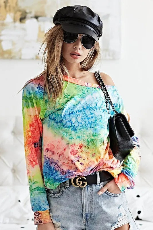 BiBi Tie Dye Soft Knit Jersey T-Shirt for Women | Comfortable Casual Tee | Perfect for Summer Outfits, Beach Days & Weekend Wear