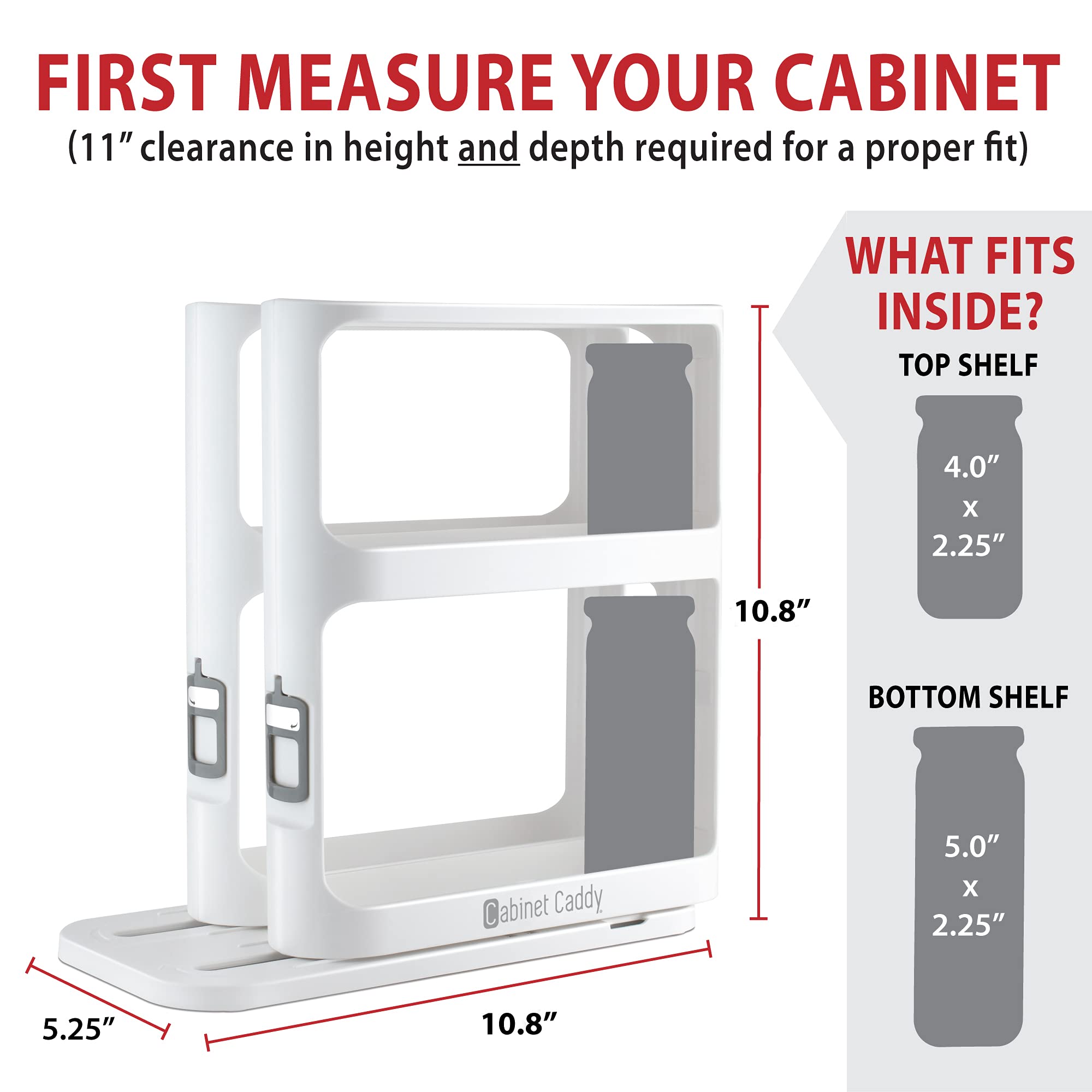 Magnetic Spice Rack Organizer for Cabinet - 2-Tier Slide & Rotate Kitchen Storage with Non-Slip Base - 10.8