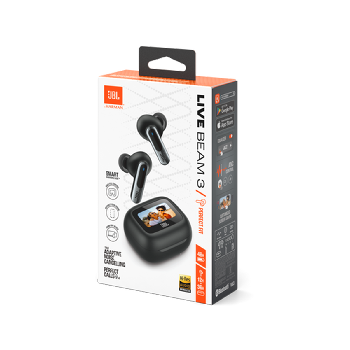 JBL Live Beam 3 True Wireless Noise Cancelling Earbuds with Smart Charging Case - Bluetooth Headphones for Workout, Travel & Music Listening