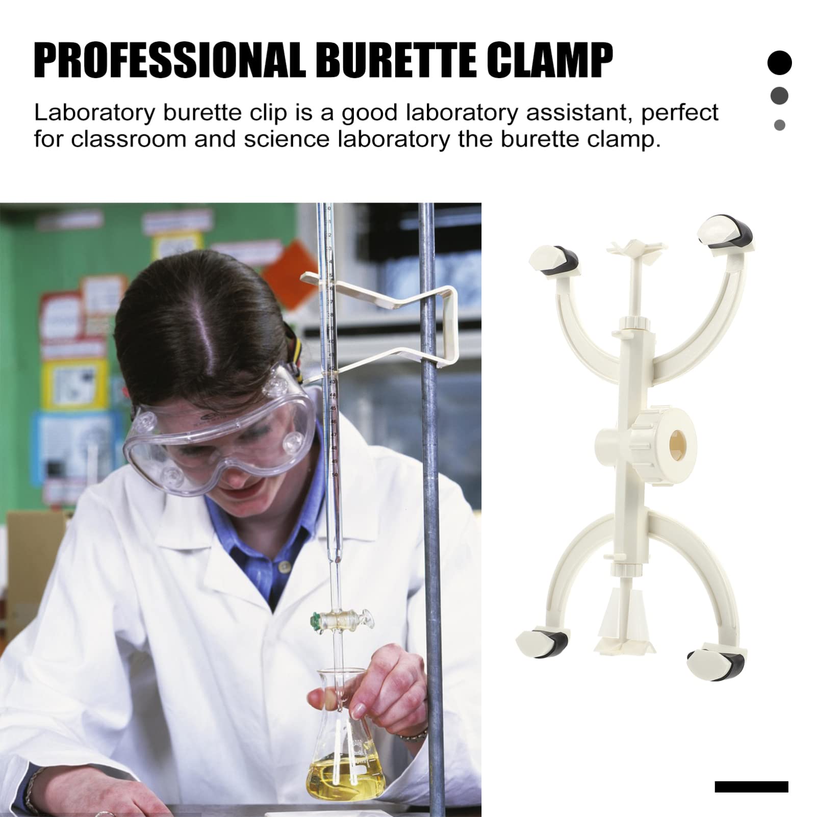 Plastic Burette Clip - Lab Titration Stand for Test Tubes & Burettes | School Chemistry Experiment Equipment | Durable American-Style Lab Clamp for Precise Liquid Measurement in Science Labs & Classroom Experiments