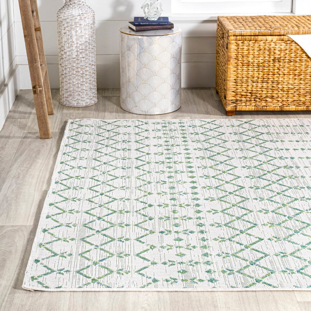 Ourika Moroccan Geometric Textured Weave Rug - Indoor/Outdoor Area Rug for Living Room, Bedroom, Patio & Deck - Boho Chic Home Decor