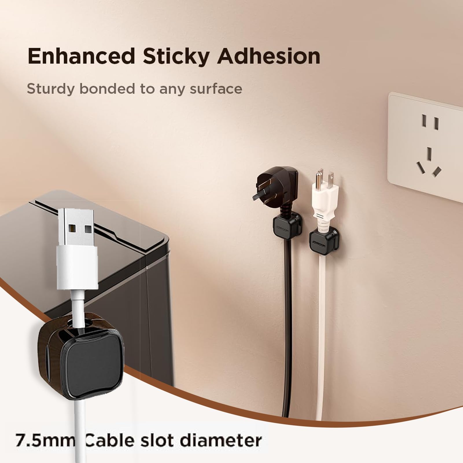 TAIKULE 6 Pack White Magnetic Cable Clips - Strong Hold Cable Organizer for USB, Power Cords - Perfect for Home Office Desk, Car, Wall & Nightstand (Cable Management Solution)