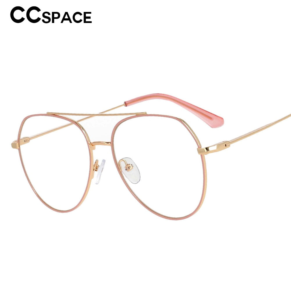CCspace Women's Full Rim Oversized Round Alloy Frame Eyeglasses 53372 - Stylish Retro Glasses for Women, Lightweight & Durable, Perfect for Reading, Driving & Fashion Accessories