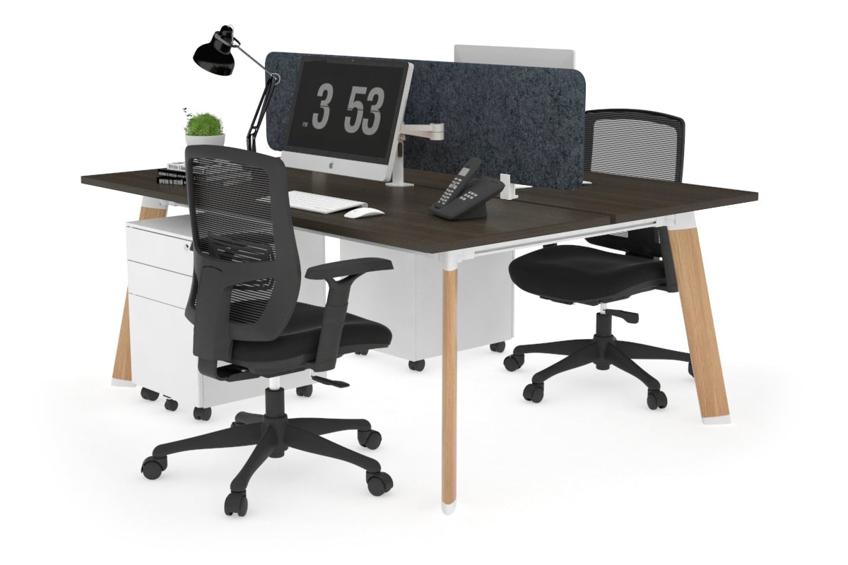 2 Person Workstation with Wood Imprint Frame - 1800L x 700W - Ideal for Office, Home Office & Collaborative Workspaces