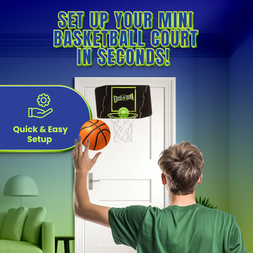 Adjustable Bank A Ball Basketball Game Set - Fun Trickshot & Skill Training for Kids & Adults - Perfect for Indoor & Outdoor Play, Backyard, Parties & Family Gatherings