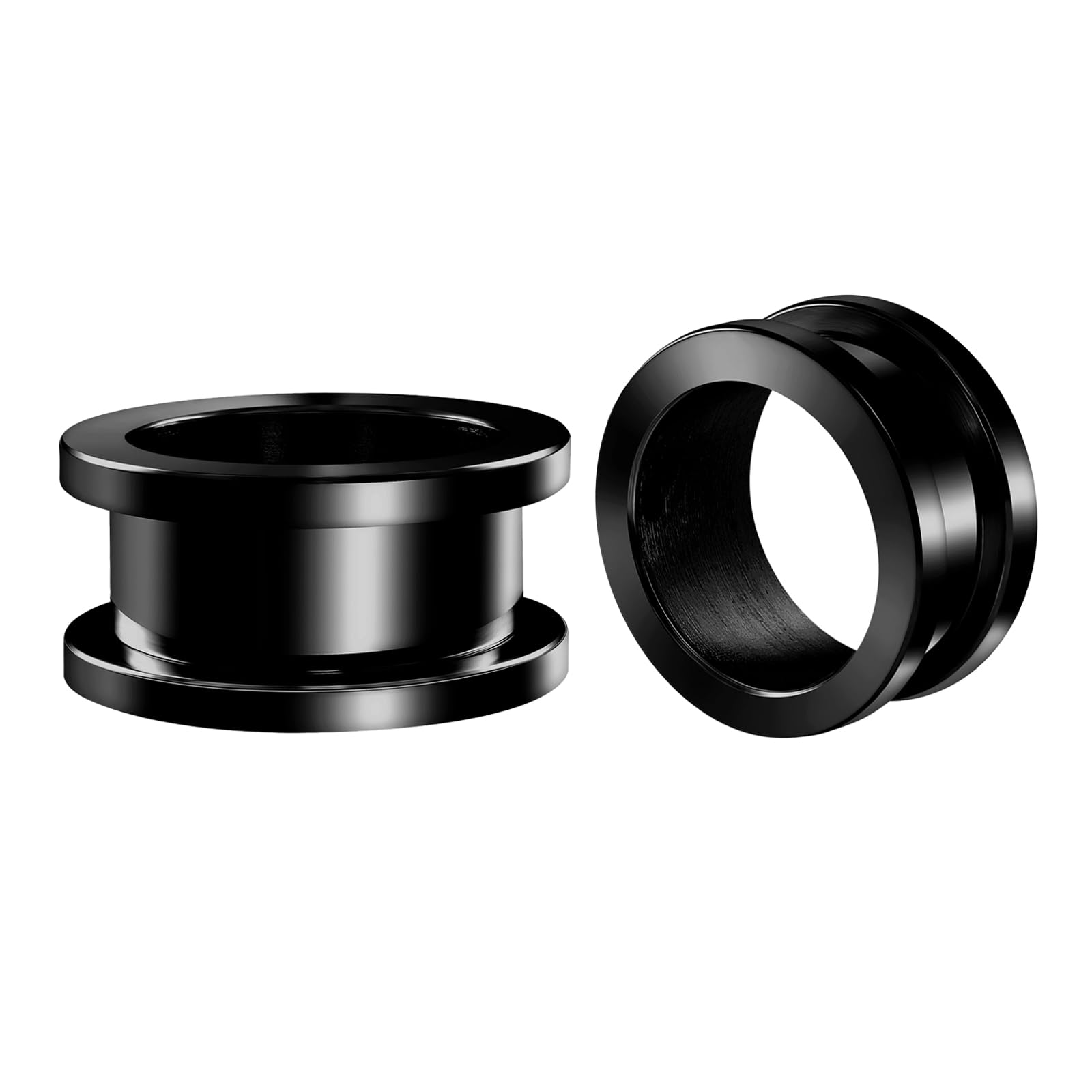Black Coated Surgical Steel Flesh Tunnels Ear Plugs - 2Pcs Ear Stretching Gauges for Men & Women - Perfect for Body Modification, Piercing Jewelry and Alternative Fashion