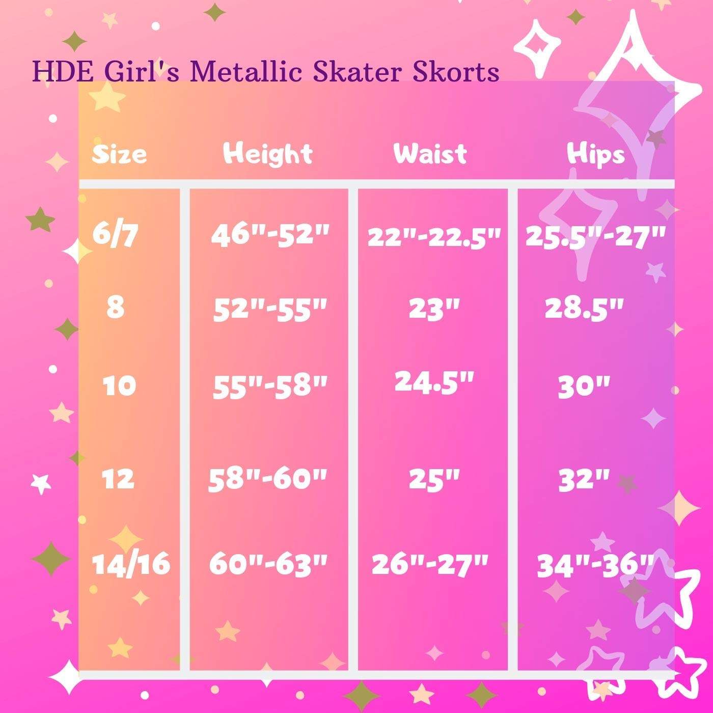 HDE Girls Metallic Skater Skort - Shiny Holographic Athletic Dance Scooter Skirt for Ballet, Gymnastics & Casual Wear