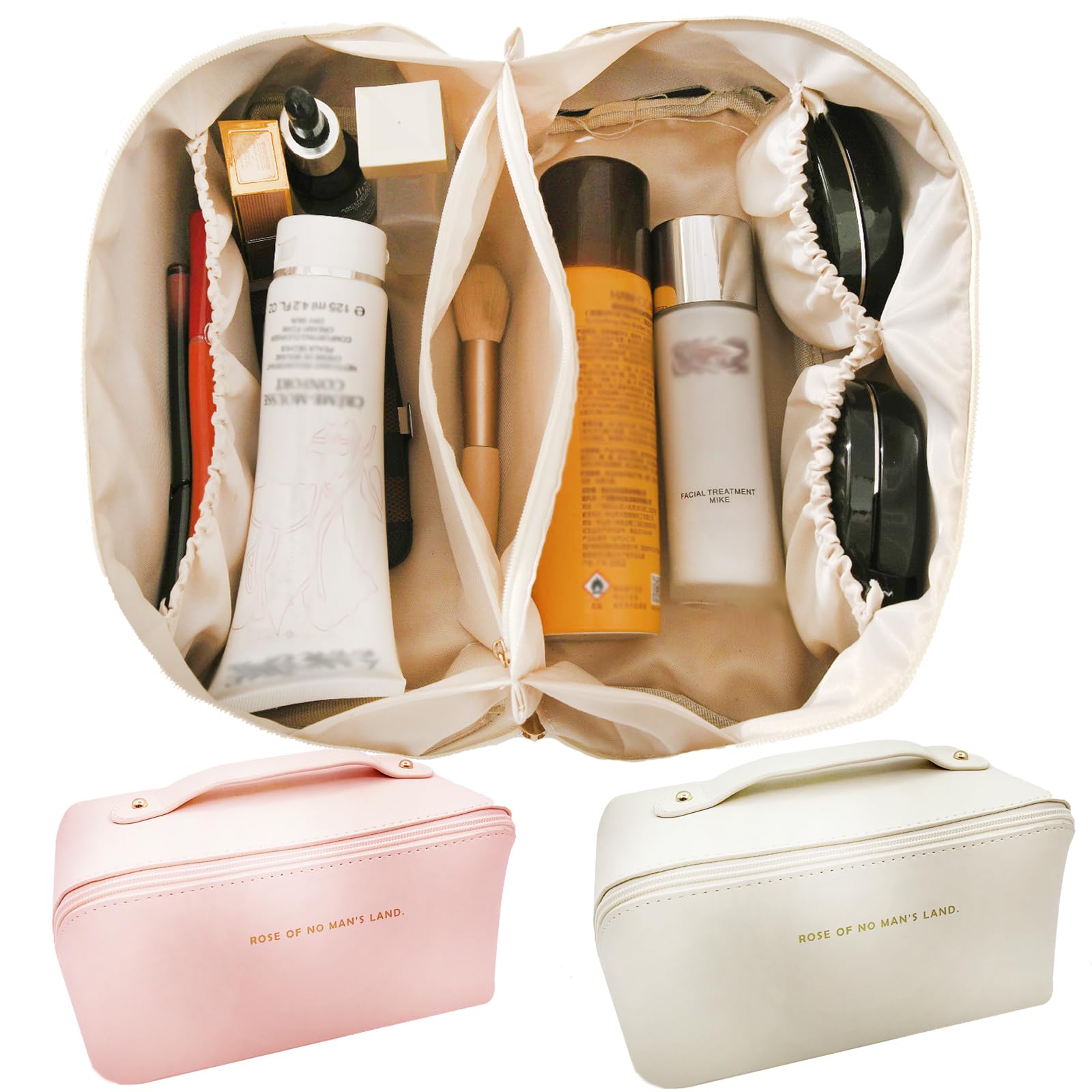 Waterproof Travel Makeup Bag for Women - Small Cosmetic Organizer Pouch with Toiletries Essentials, Pink Makeup Case for Europe Trips & Airplane Carry-On | Perfect for Gym, Beach & Weekend Getaways