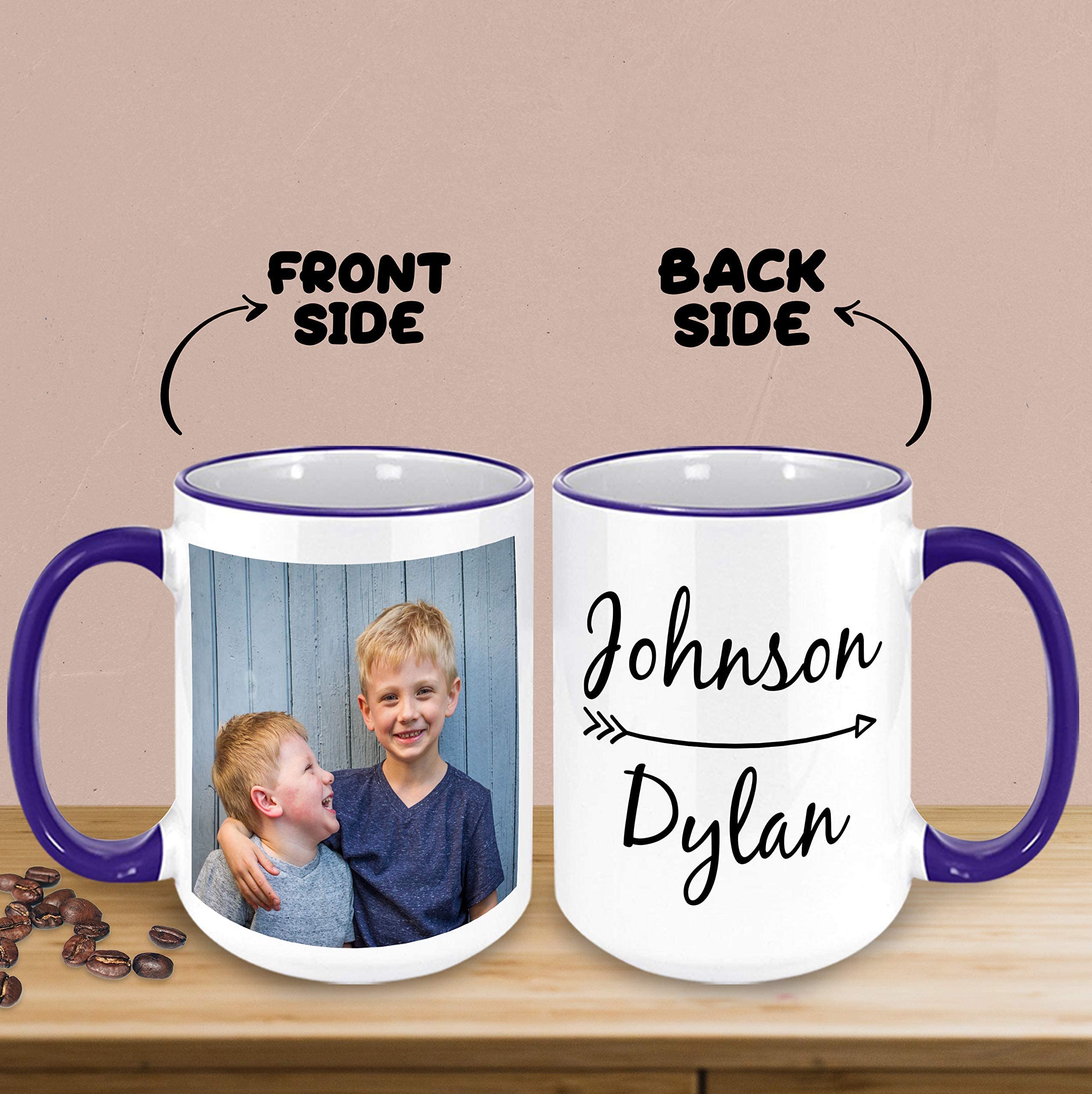 Personalized 15oz Ceramic Coffee Mug - Custom Photo & Text Logo - Perfect for Gifts, Office Use & Home Decor
