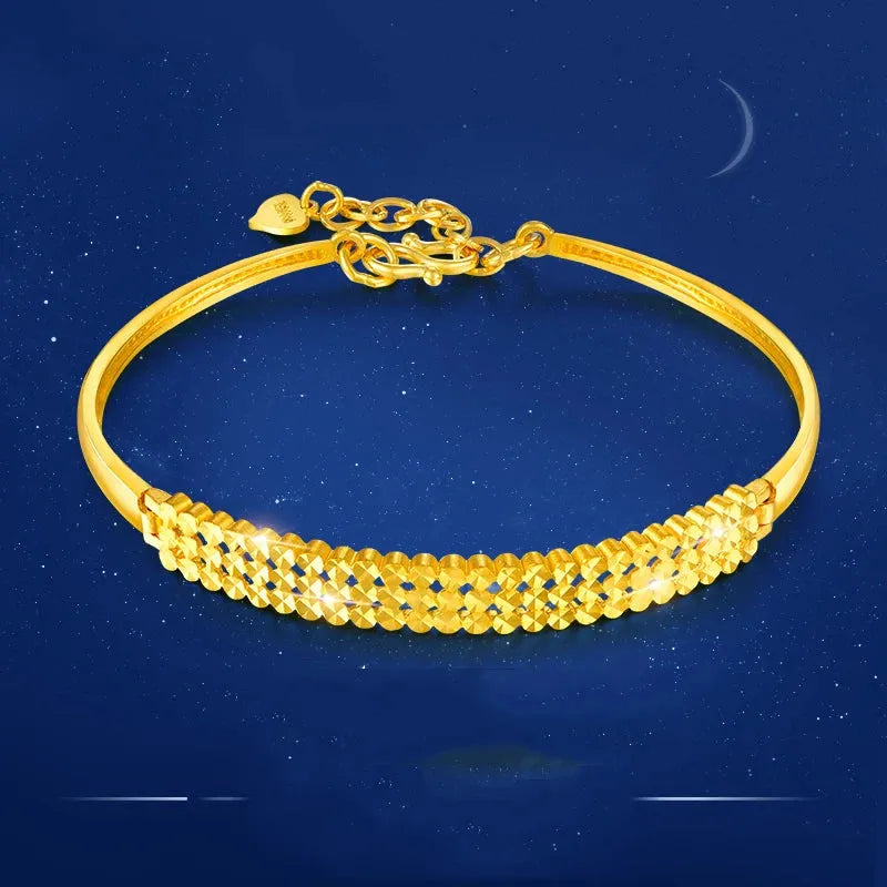 24K Pure Gold Bracelet for Women - 999 Solid Real Gold Bangle, Elegant & Romantic Classic Jewelry Gift for Anniversary, Valentine's Day, Birthday | Trendy & Timeless Design 2023