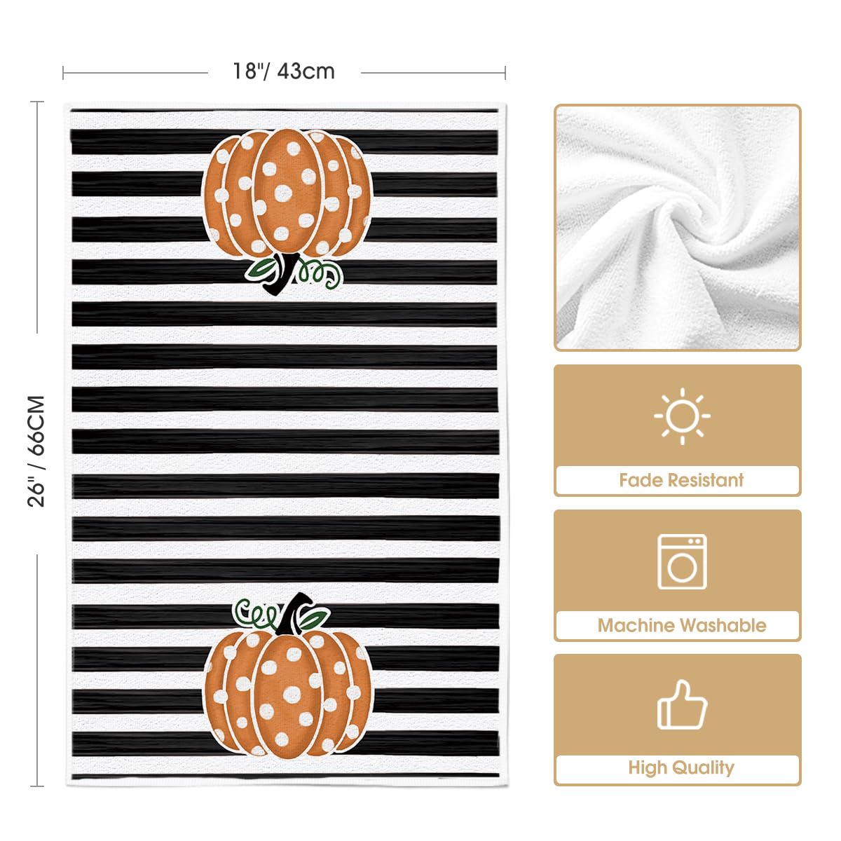 Artoid Mode Stripes & Polka Dot Hello Pumpkin Fall Kitchen Towels - Set of 4 Farmhouse Dish Towels (18x26 Inch) with Maple Leaves Design | Perfect for Autumn Decor, Thanksgiving Dinner, and Farmhouse Style Kitchens