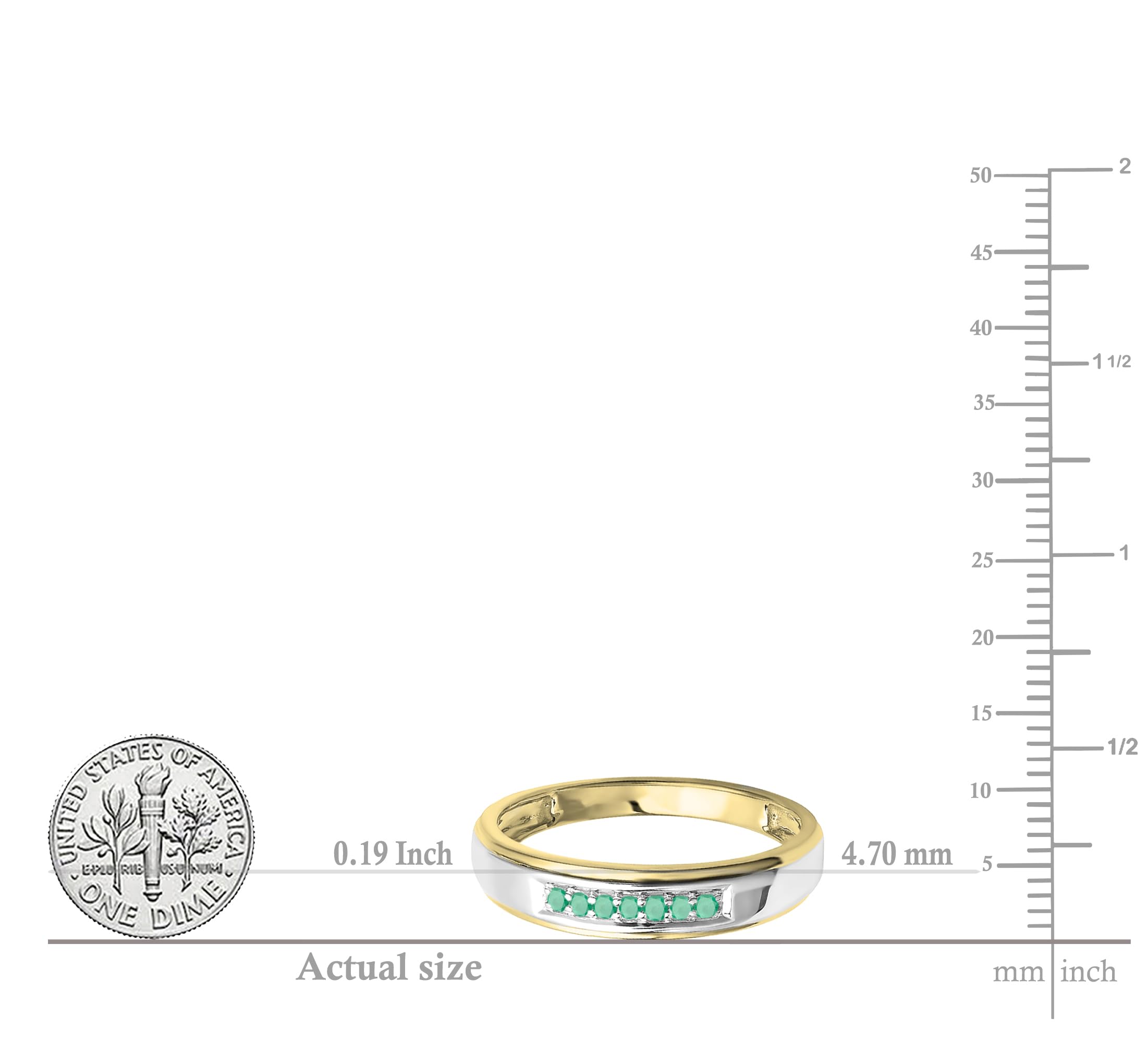 Dazzlingrock Collection 18K Yellow Gold Plated Sterling Silver Round Gemstone or Diamond Seven Stone Men's Wedding Band Ring - Perfect for Engagement, Anniversary & Special Occasions