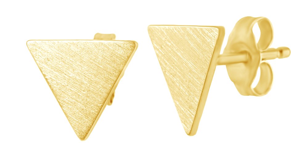 14K Gold Over Sterling Silver Triangle Stud Earrings for Women - Elegant Geometric Jewelry for Everyday Wear, Parties & Gifting