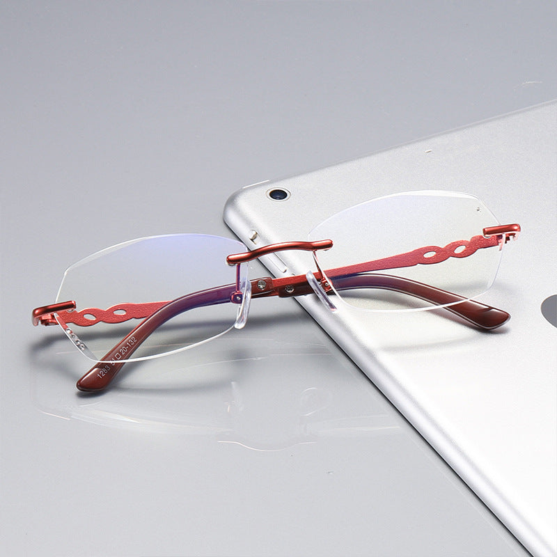 Anti Blue Light Rimless Reading Glasses for Women - Reduce Eye Strain for Computer Work, Reading & Screen Time