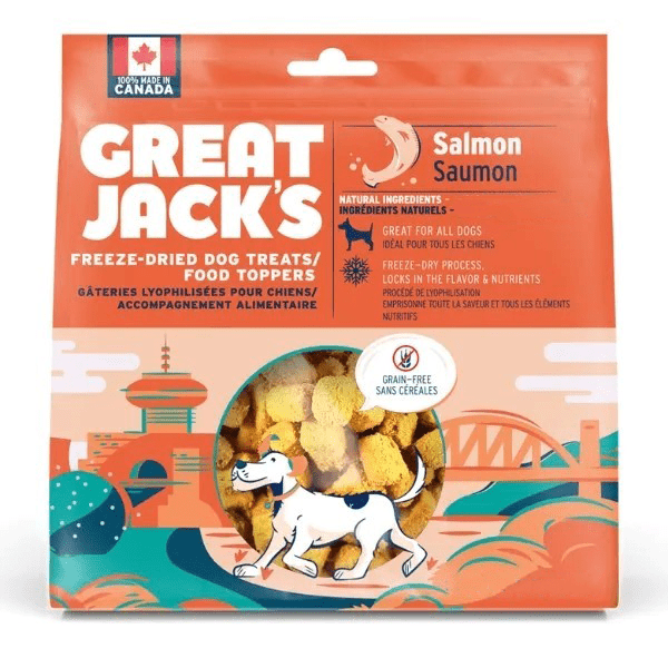 Premium Freeze-Dried Salmon Dog Treats & Food Toppers by Great Jack – High-Protein, Grain-Free Snacks for Training, Rewards & Digestive Health – Perfect for Small, Medium & Large Breeds