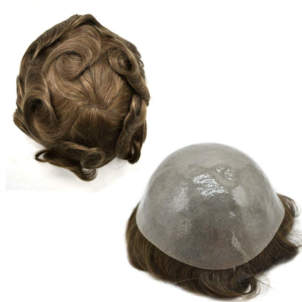 Premium Men's Toupee - 100% Human Hair System with Thin Skin Base - 6