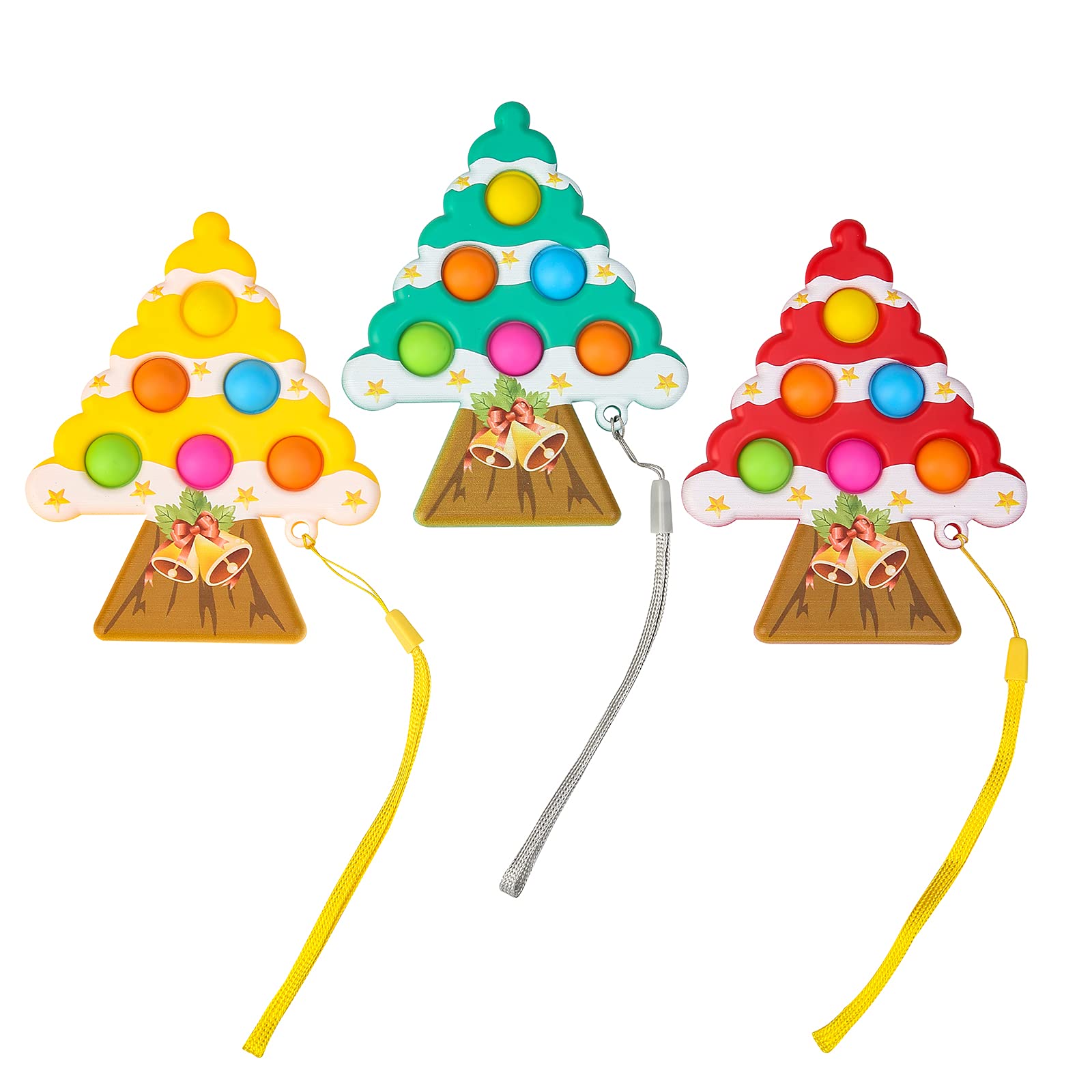 TOMOIN 3 Pack Christmas Pop Fidget Toys Set - Christmas Tree Bubble Sensory Toys for Autism & ADHD, Stress Relief Silicone Push Pop Fidget Toys for Kids & Adults - Perfect for Holiday Gifts, Classroom Rewards and Anxiety Relief