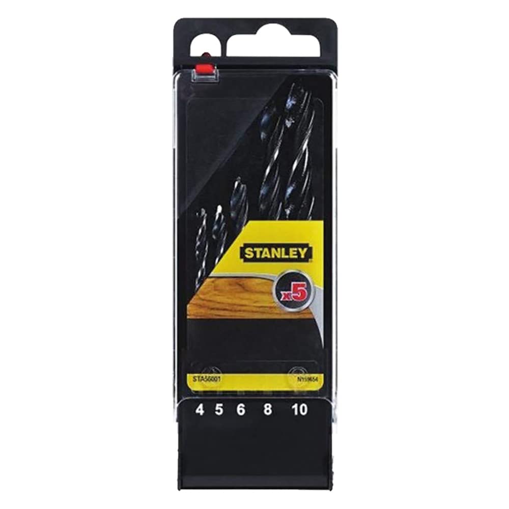 Stanley STA56001-QZ Premium Drill Bit Set for Wood - 4/5/6/8/10mm Sizes | Perfect for DIY Projects, Woodworking & Home Improvement Tasks