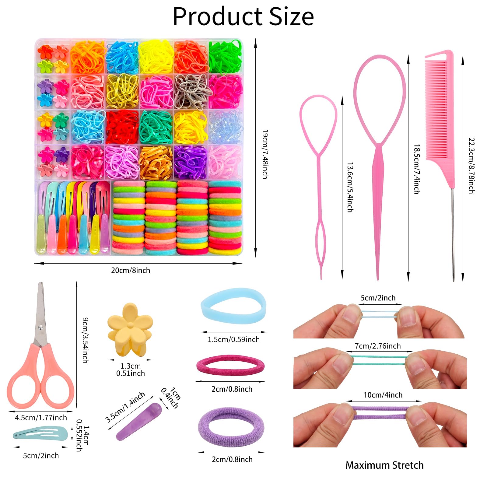 Toddler Hair Ties Set with Clips - Colorful Elastic Bands for Girls | Baby Hair Accessories for Daily Styling