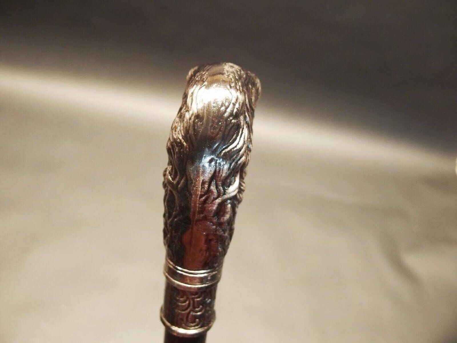Antique Silver Dog Head Walking Cane - Traditional Unisex Walking Stick for Men & Women - Perfect for Hiking, Fashion Accessory, and Elderly Support