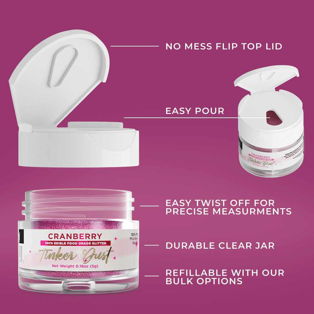 Premium Cranberry Tinker Dust® Glitter for Crafts - Bulk Wholesale Supplies for DIY, Scrapbooking, Nail Art & Home Decor