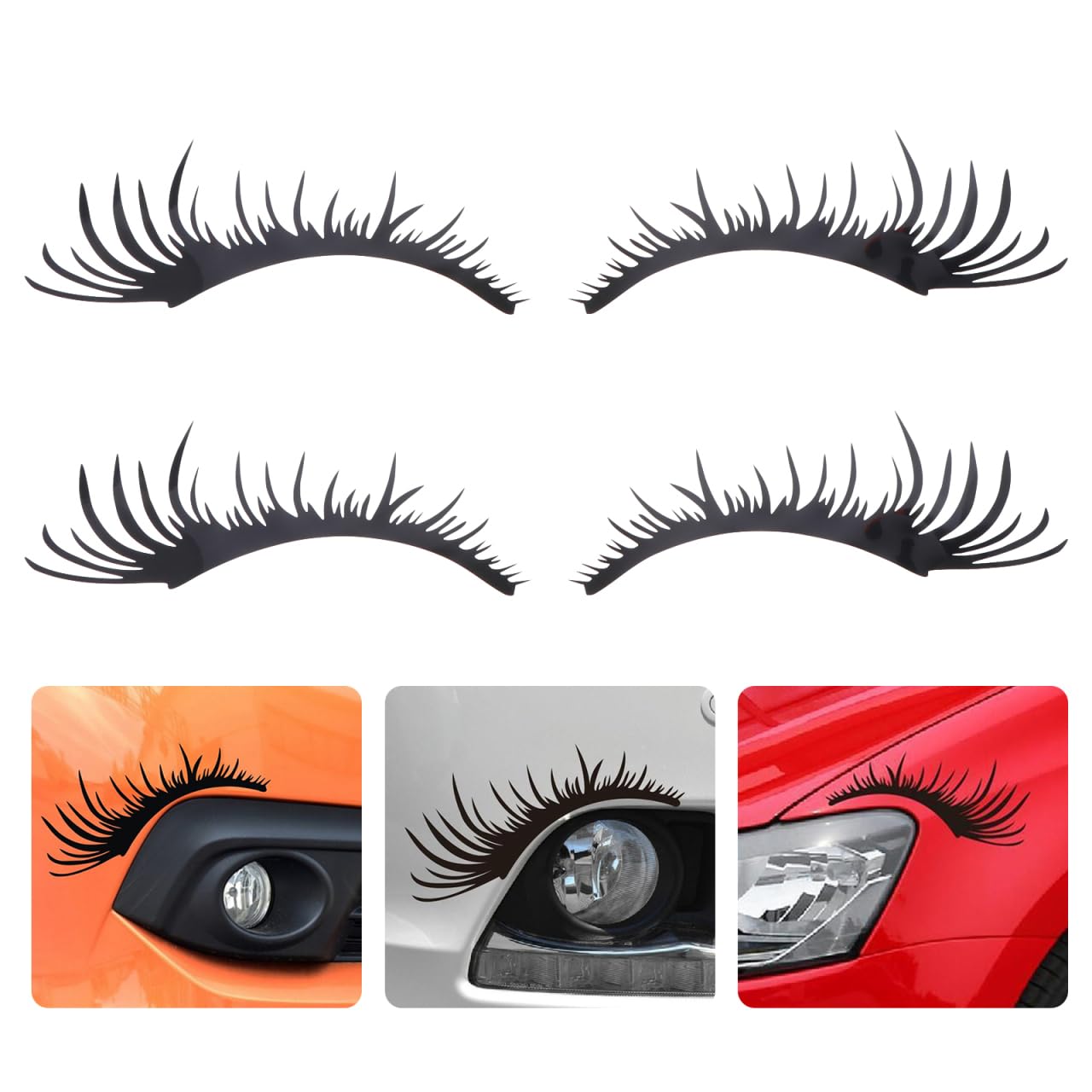 SEWACC 2 Pairs Car Headlight Eyelashes Stickers - Auto Fake Eyelash Decals for Car Body Decoration & Eyebrow Styling - Perfect for Car Shows, Themed Parties & Custom Vehicle Styling