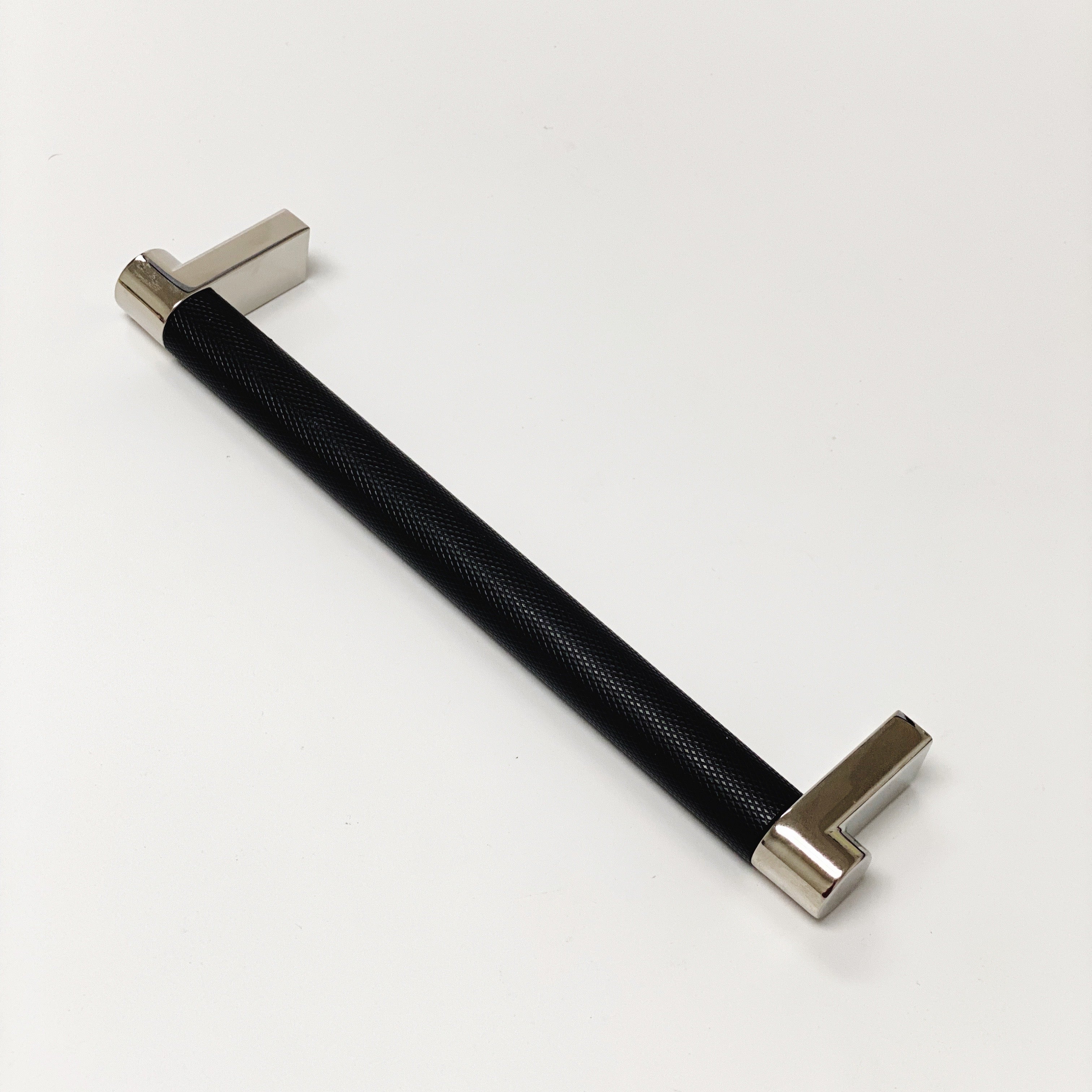 Knurled Select Texture Polished Nickel and Black Drawer Pulls - Premium Cabinet Handles for Kitchen, Bathroom & Furniture (Set of 10) - Modern Hardware for Dressers, Cabinets & Home Decor