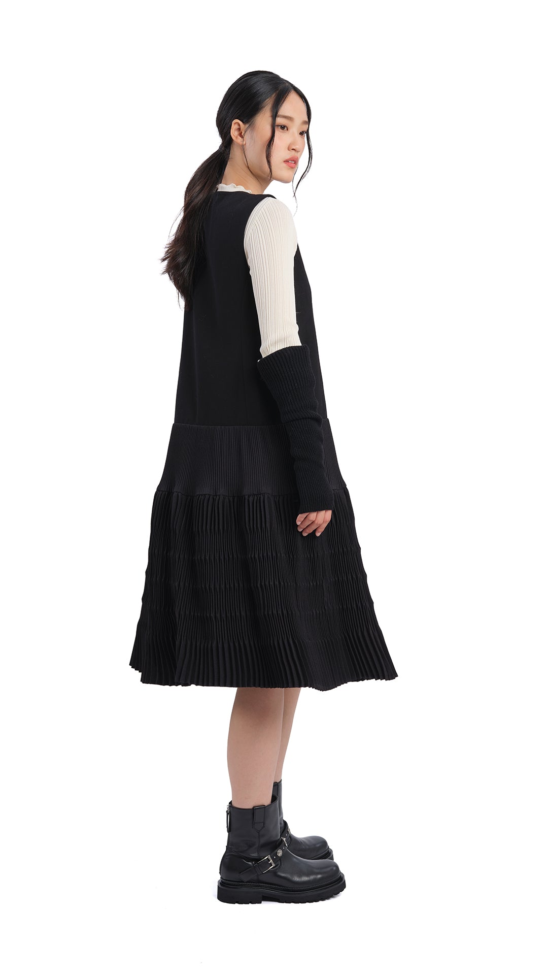 Elegant Olive Green Pleated Midi Dress for Women - Perfect for Office, Party & Special Occasions