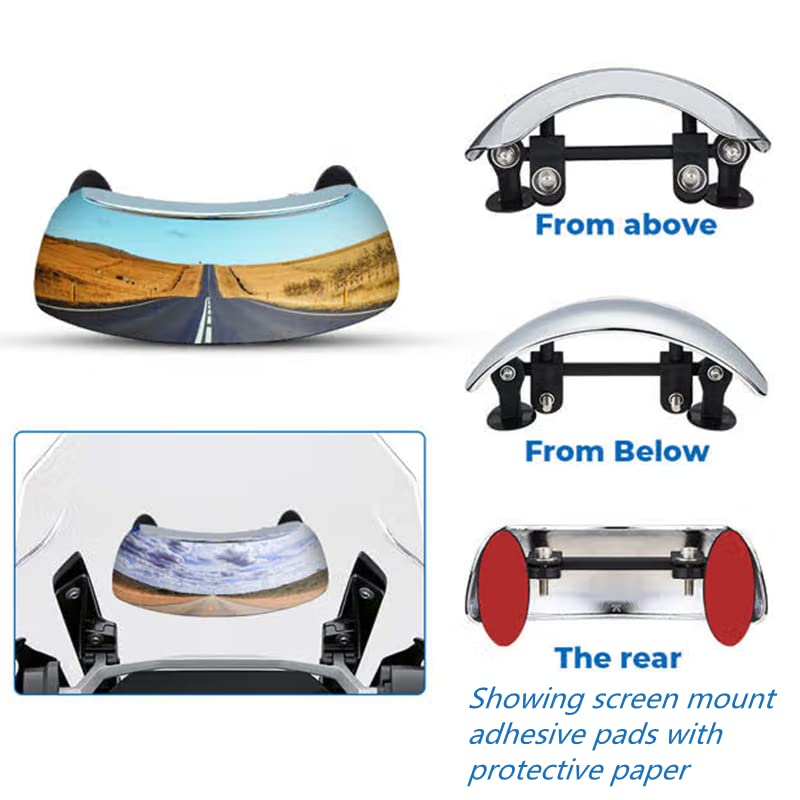 Qiilu 180° Wide Angle Motorcycle Rearview Mirror - Blind Spot Safety Side Mirror for Cruiser, Sport Bike, Street Bike & Scooter - Perfect for Enhanced Visibility & Safe Riding in Traffic
