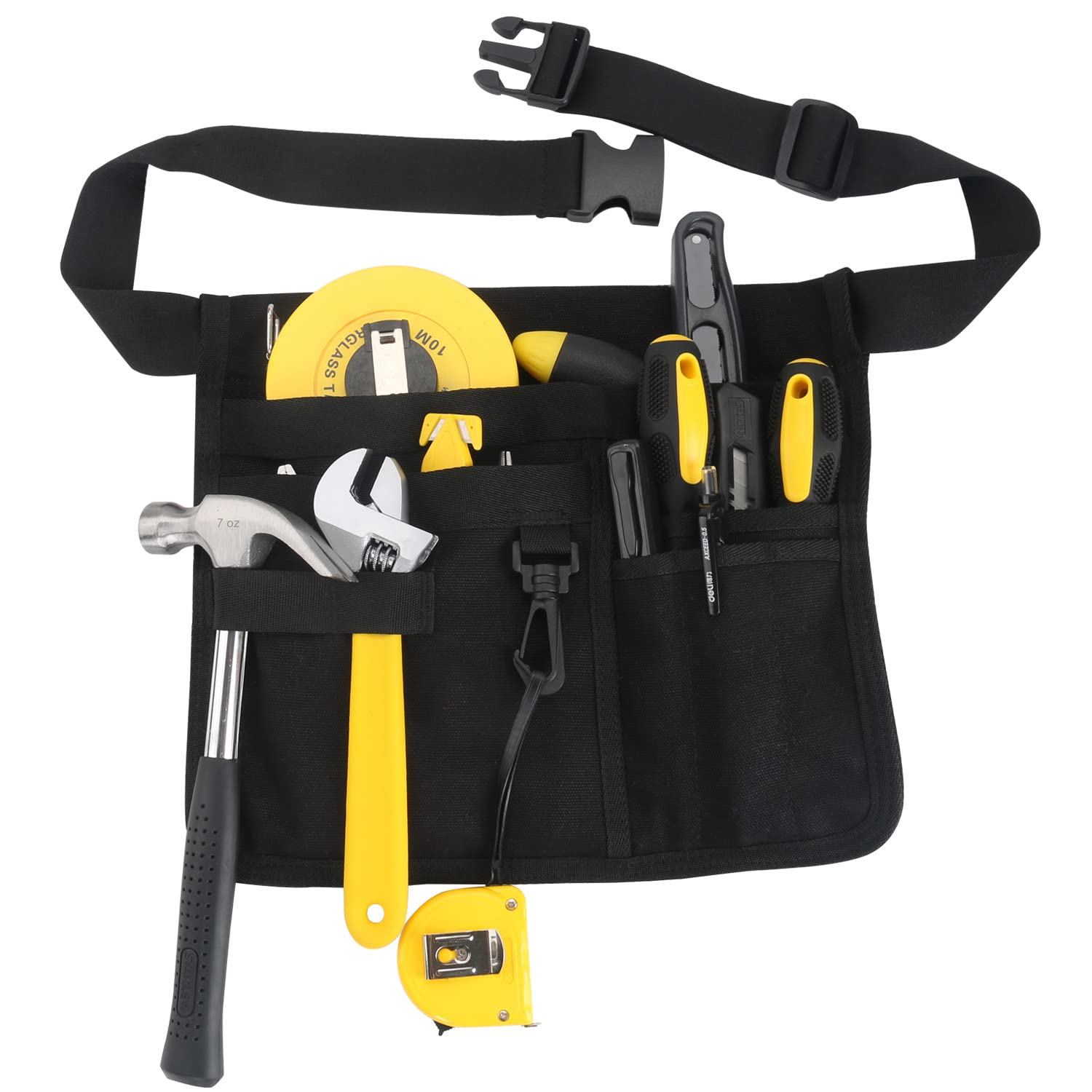 Heavy Duty Tool Belt Pouch for Electricians & Technicians - Multi-Pocket Waist Tool Organizer Bag with Durable Construction for Construction, HVAC & Home Repairs (Black) - Perfect for Job Sites, Workshops & DIY Projects