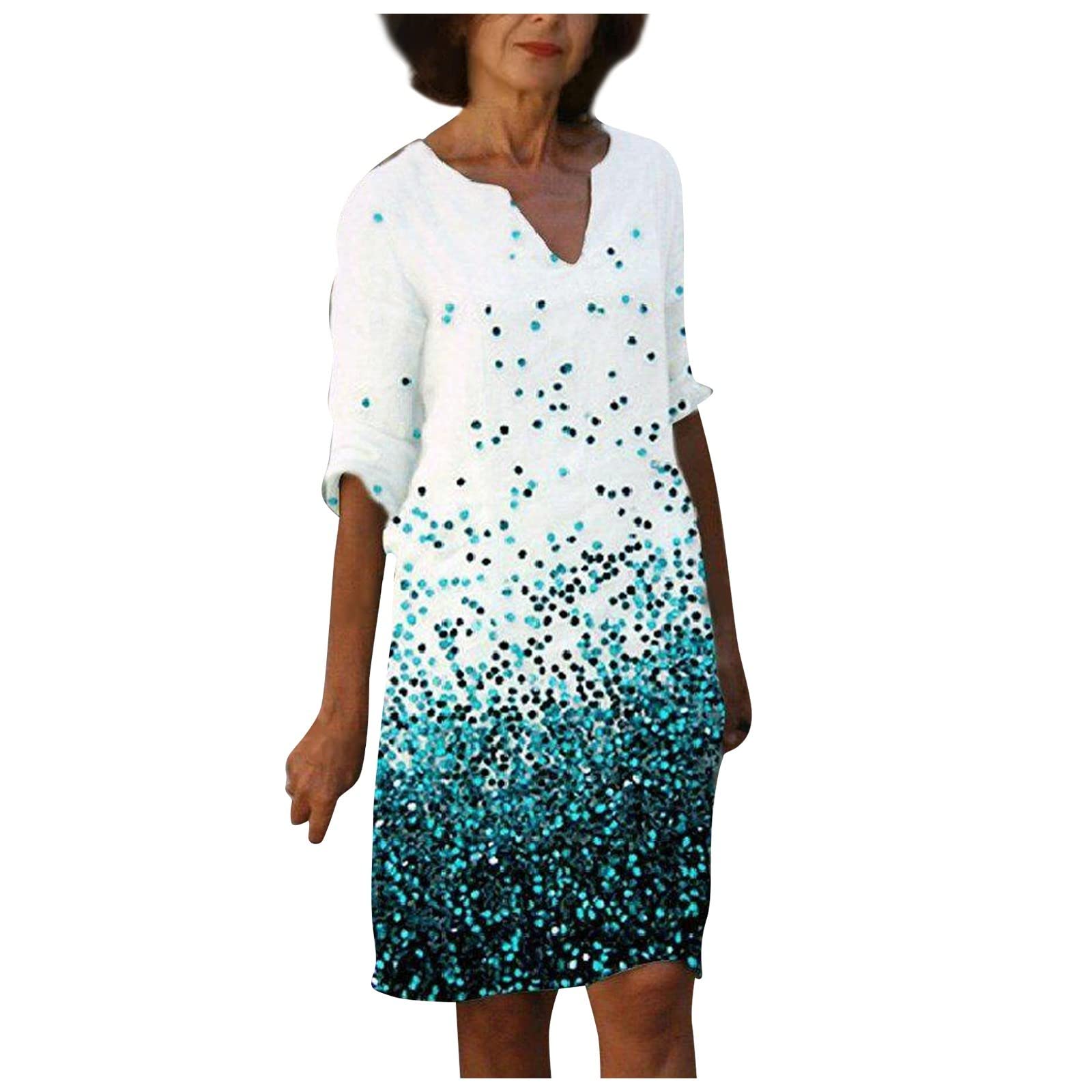 Qoxiao Women's Summer Floral Print Dress - Slim Fit Short Sleeve Casual Mini Dress with Crewneck | Perfect for Beach Vacations, Date Nights & Summer Outings