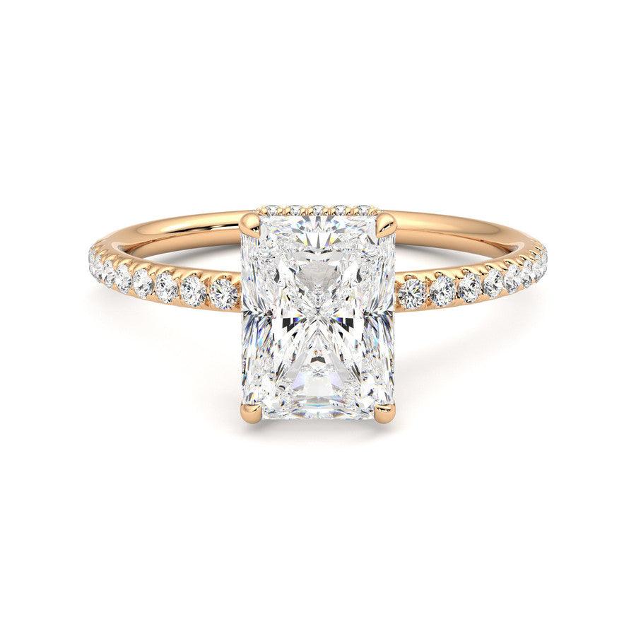 Radiant Cut Moissanite Engagement Ring with Hidden Halo & Anniversary Stone Accent - Elegant Wedding Proposal Ring for Her, Perfect for Anniversaries & Special Occasions