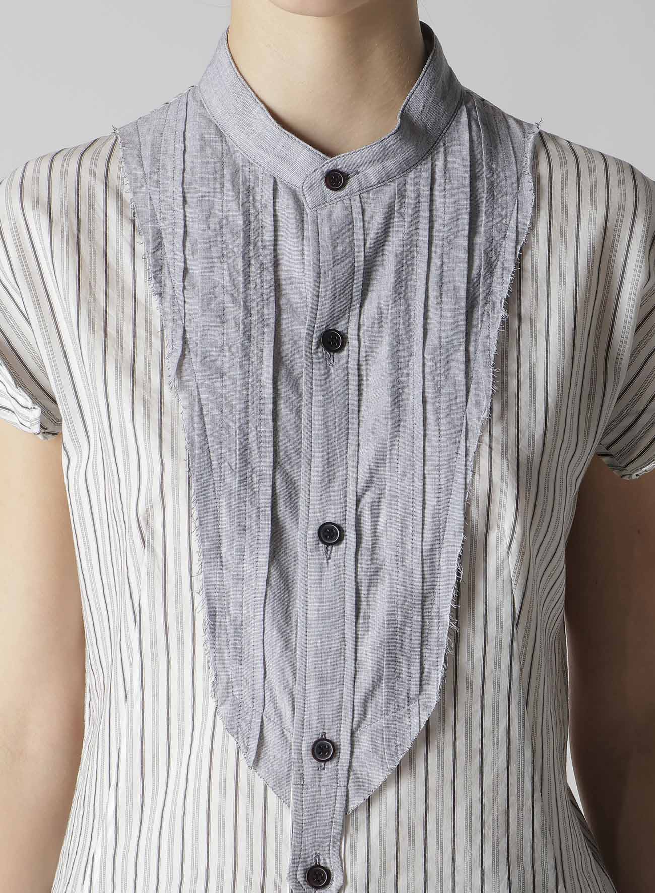 Premium C/Cu Hard Twisted Dobby Stripe Stand Collar Shirt for Men - Stylish Business Casual & Formal Wear
