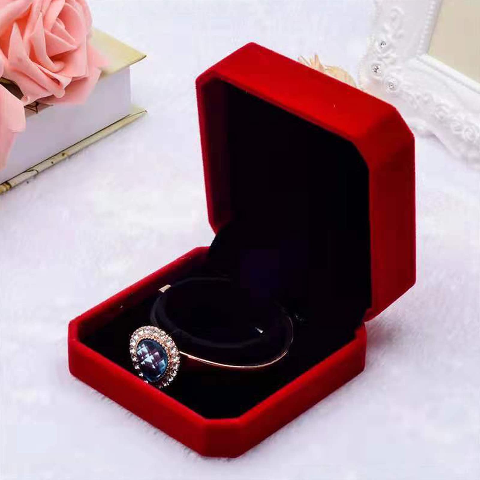FAYADA Velvet Jewelry Box - Red Bracelet Bangle Gift Box for Wedding, Proposal, Birthday & Anniversary | Elegant Jewelry Storage & Display Case for Bracelets, Rings, Necklaces - Perfect for Gifting, Home Decor & Jewelry Organization