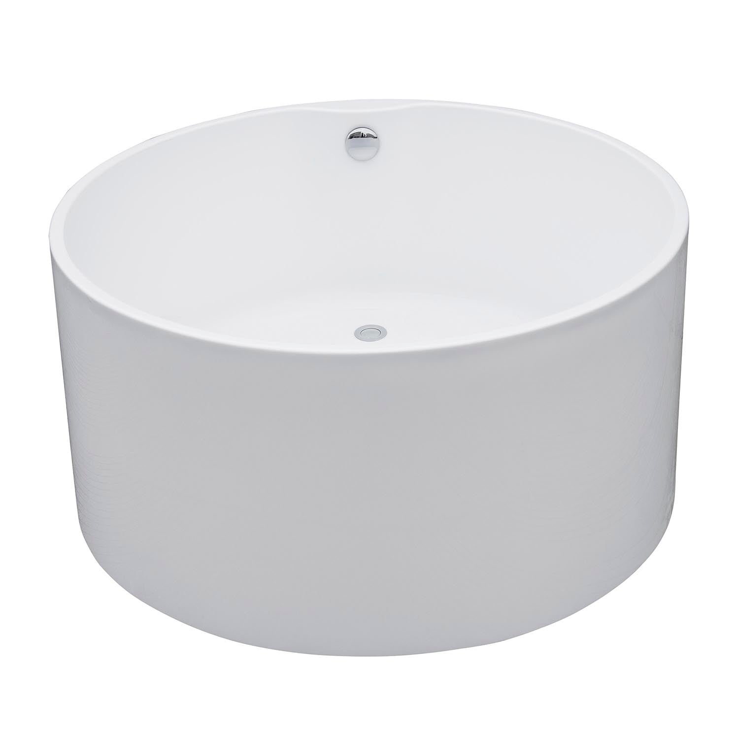 Aqua Eden 45 Inch Acrylic Round Freestanding Bathtub - Double Ended Soaking Tub with Drain - Glossy White Finish - Perfect for Luxury Bathrooms & Spa Retreats