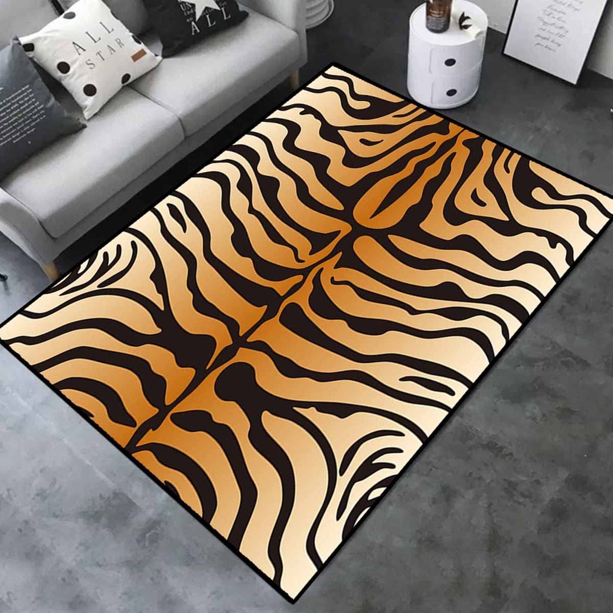 Faux Zebra Print Rug, Leopard Rug, Tiger Rug, Cheetah Rug - Soft Animal Print Area Rug for Living Room, Bedroom, Office & Kids Room - Non-Slip Large Size 6'7