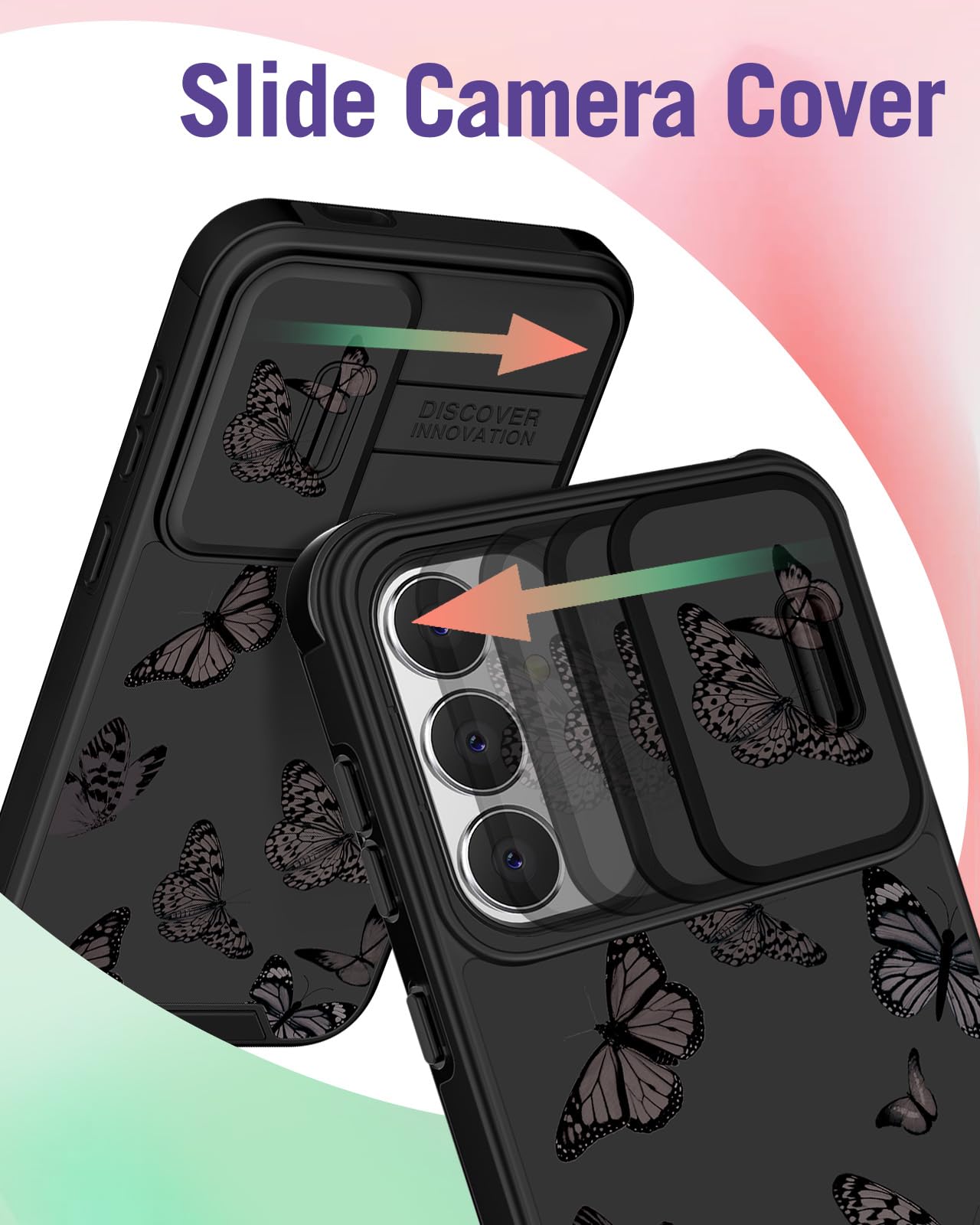2 in 1 Magnetic Phone Case for Samsung Galaxy S25 Plus/S24 Plus - Cute Butterfly Design Women's Protective Cover with Camera Cover & MagSafe Ring Holder - Perfect for Daily Use, Work and Travel