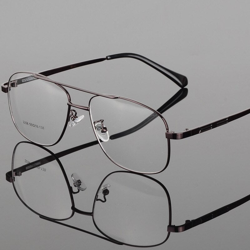 Bclear Men's Full Rim Square Double Bridge Alloy Eyeglasses N2256 - Stylish & Durable Eyewear for Work, Reading & Everyday Use