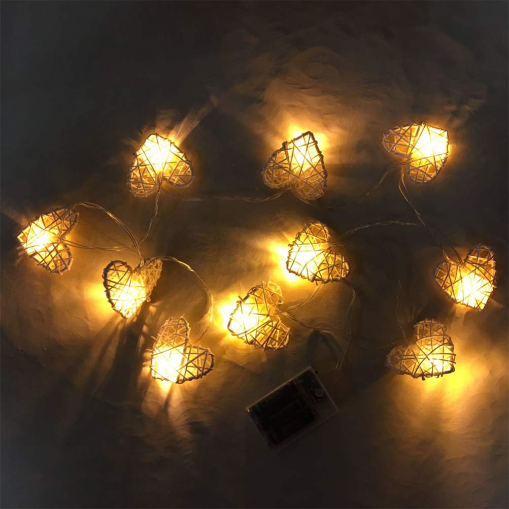 KESYOO LED Fairy Lights - Romantic Heart-Shaped String Lights for Valentine's Day, Wedding, Party & Home Decor | Battery Operated Hanging Garland with Wooden Chandelier | Perfect for Bedroom, Garden & Festival Lighting