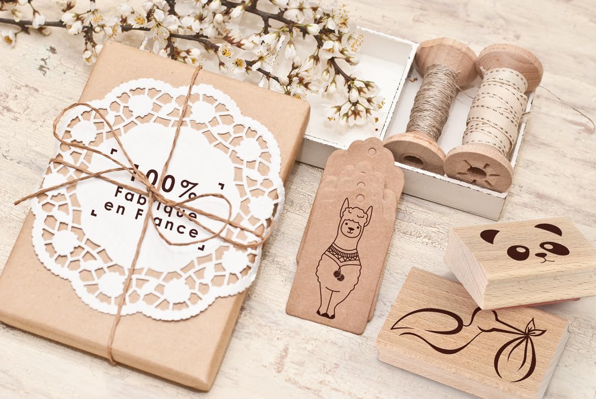 Handmade Wooden Stamps - Cute Llama Design for DIY Scrapbooking, Card Making & Craft Projects - Perfect for Gift Wrapping, Journaling & Home Decor